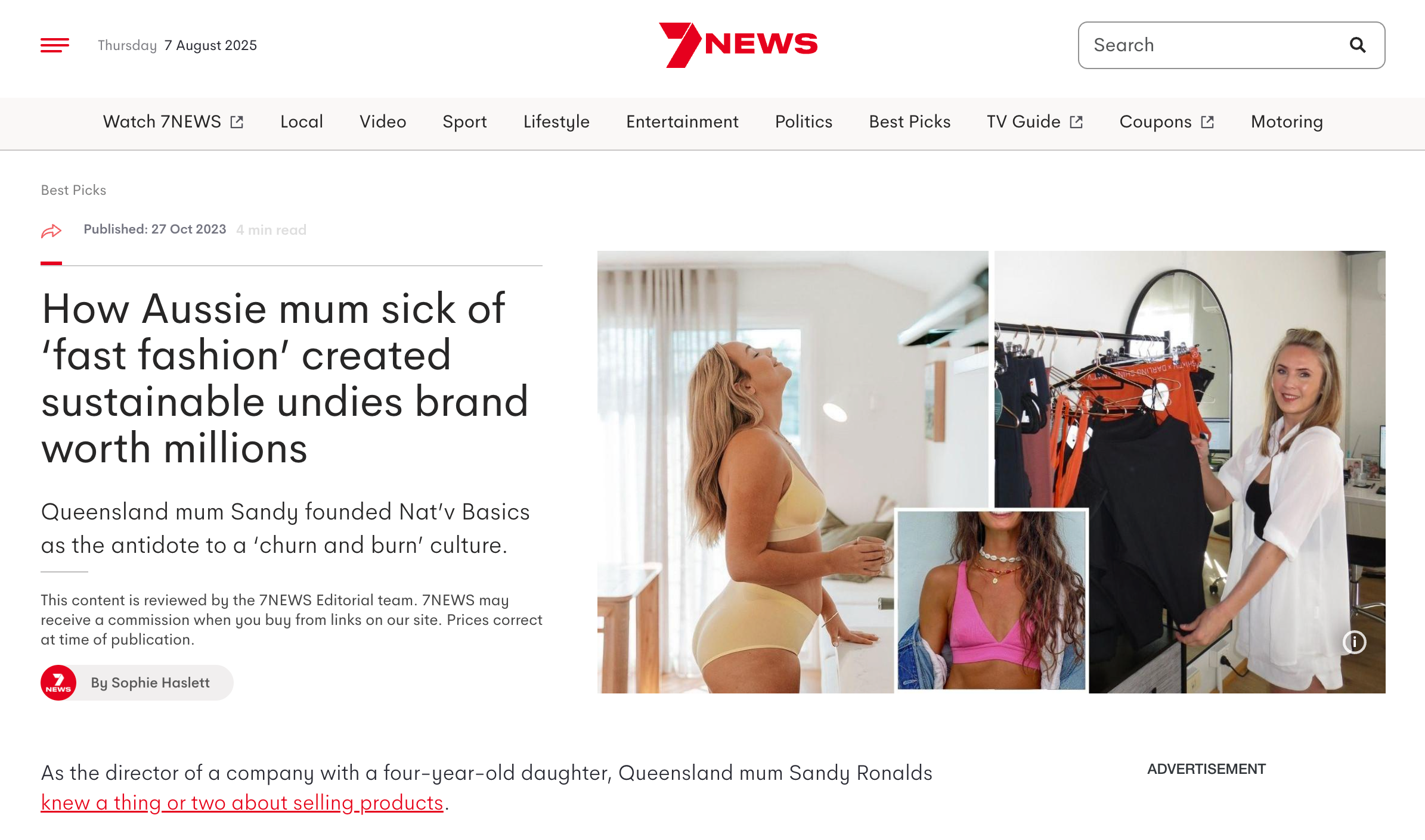 Nat’v Featured on 7News: The Aussie Undies Brand Taking On Fast Fashion