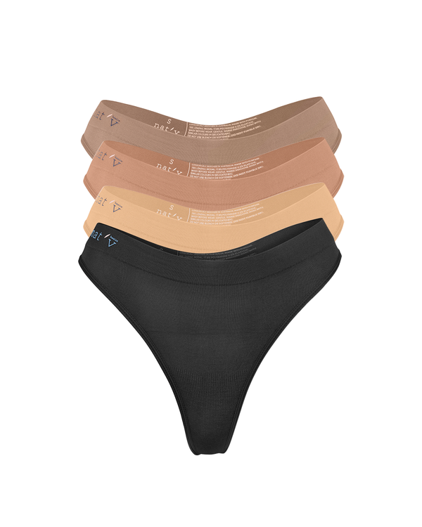 Cheeky Modal G-String Underwear 4 Pack - Dark Nudes