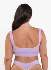 Basic Crop - OrchidCropnullScoop back design and wire free
Loose fit with a medium waistband
Textured ribbed fabric
50% Lenzing Modal, 38% Recycled Nylon, 12% Elastic
The loose fit and med
