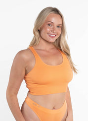 Racer Crop - SunsetCropnullSay hello to the ultimate mix of comfort and style—our Racer Back Luxe Crop, now in a vibrant Sunset. Whether you’re lounging on the couch or turning heads on the st