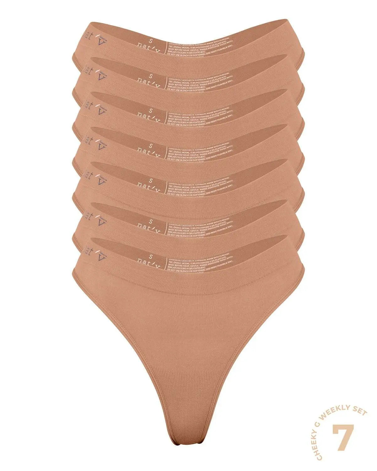 The Cheeky 7 G Bundle - Signature ColoursSetsnullMedium G string 
Thin, soft waistband
Semi-seamless design
78% Lenzing Modal, 17.8% Polyamide and 4.2% Elastane
Putting the OG in G string, this cheeky little numbe