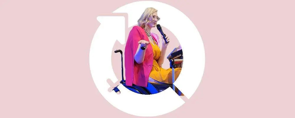 Kathryn Lyons of Accessibili-t speaking at a Special Guest Q&A for International Women's Day on inspiring inclusion and women empowerment.