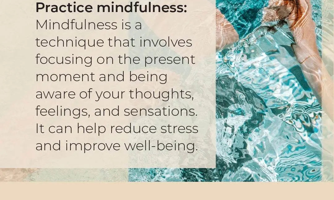 Woman practicing mindfulness by floating calmly in a pool of water to reduce stress and improve mental health.