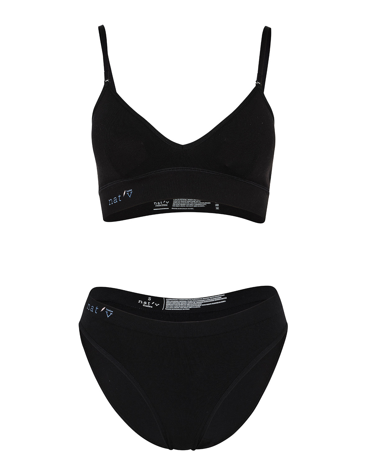 Callie Brief + Callie Crop Black