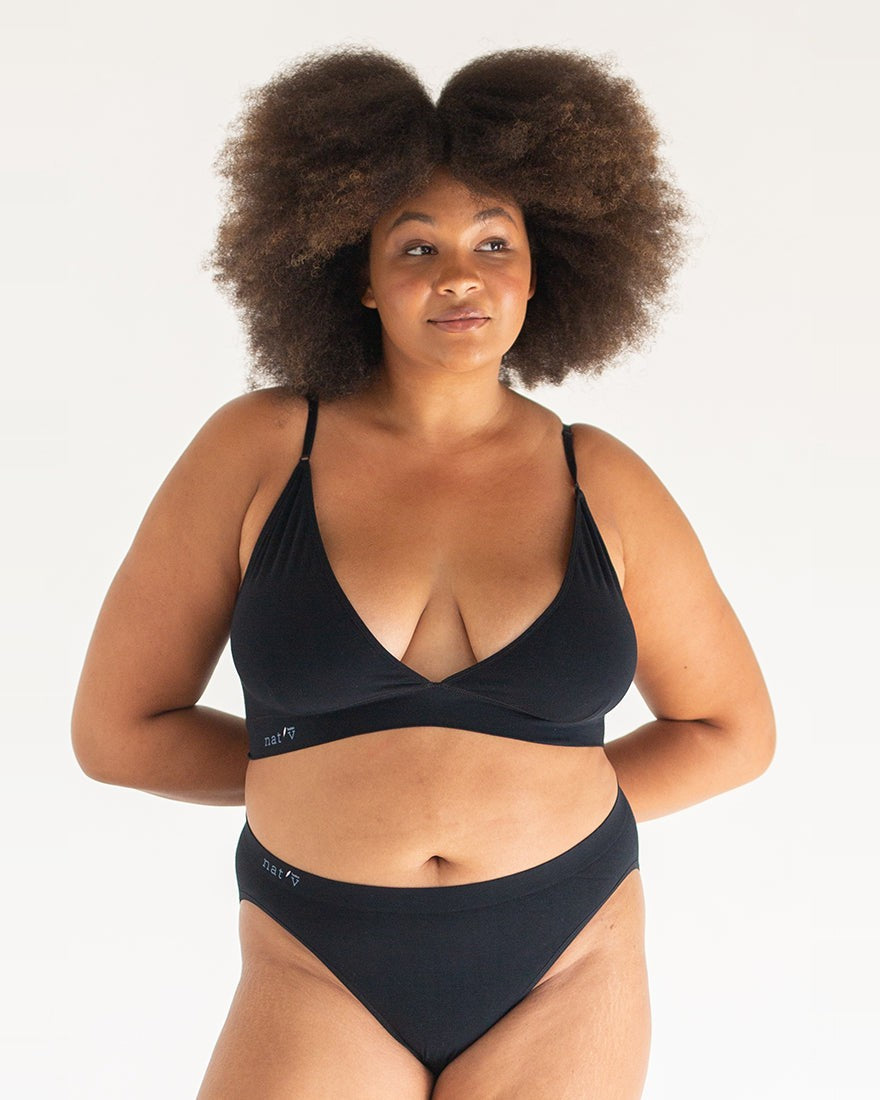 V Crop Modal Wire-Free Bralette - Black