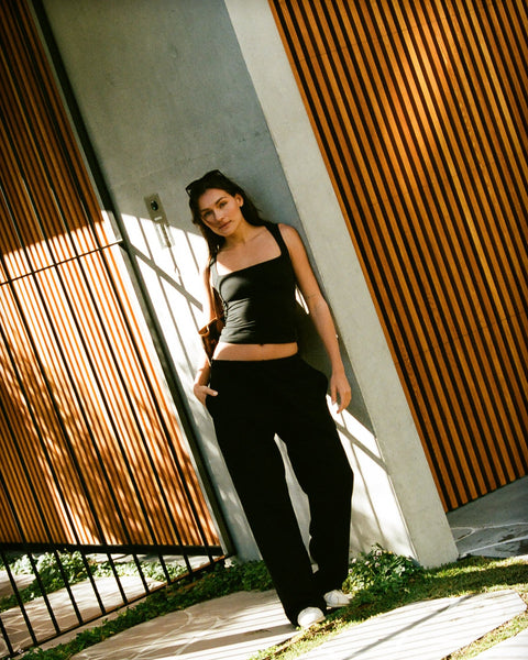 Cotton French Terry Sweatpants - Black