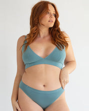 V Crop Modal Wire-Free Bralette - Blue