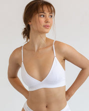V Crop Modal Wire-Free Bralette - White
