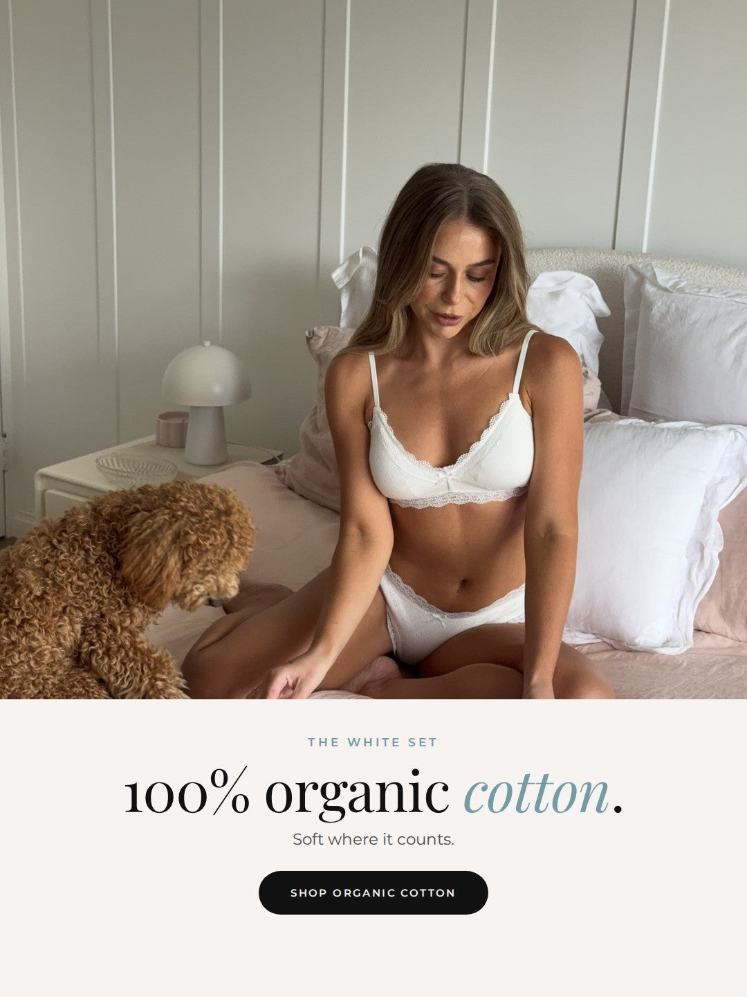The White Set. 100% organic cotton bralette and brief.