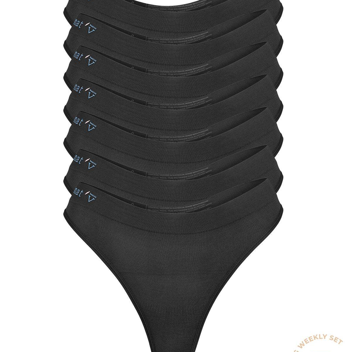 The Cheeky 7 G Bundle - Signature ColoursSetsnullMedium G string 
Thin, soft waistband
Semi-seamless design
78% Lenzing Modal, 17.8% Polyamide and 4.2% Elastane

Putting the OG in G string, this cheeky little numbe