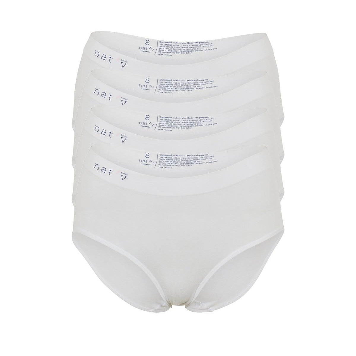 Classic Brief 4 Pack – White | Nat'v Basics